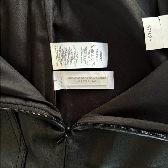 Loft Black Faux Leather shift Skirt Women’s Size 8 pockets zipper vegan - Picture 10 of 11